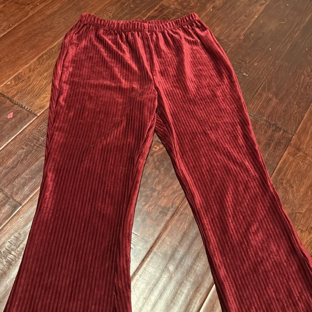 Urban Renewal pants pull on flare cut ribbed texture velvet like fabric sz med - Picture 3 of 9